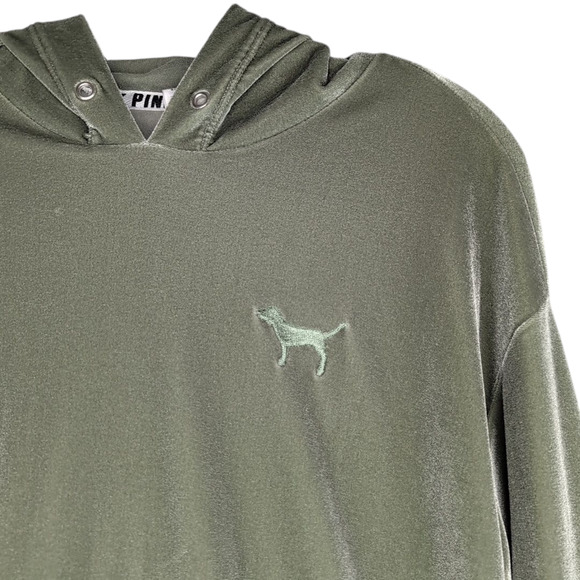 Victoria's Secret PINK green velour hooded sweatshirt, size small - Picture 6 of 6